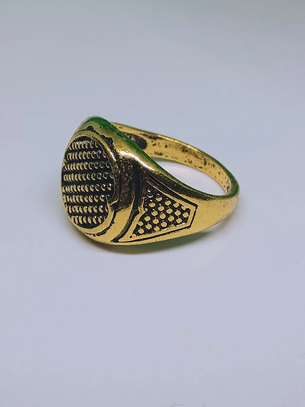 Men's Gold-Tone Textured Signet Ring